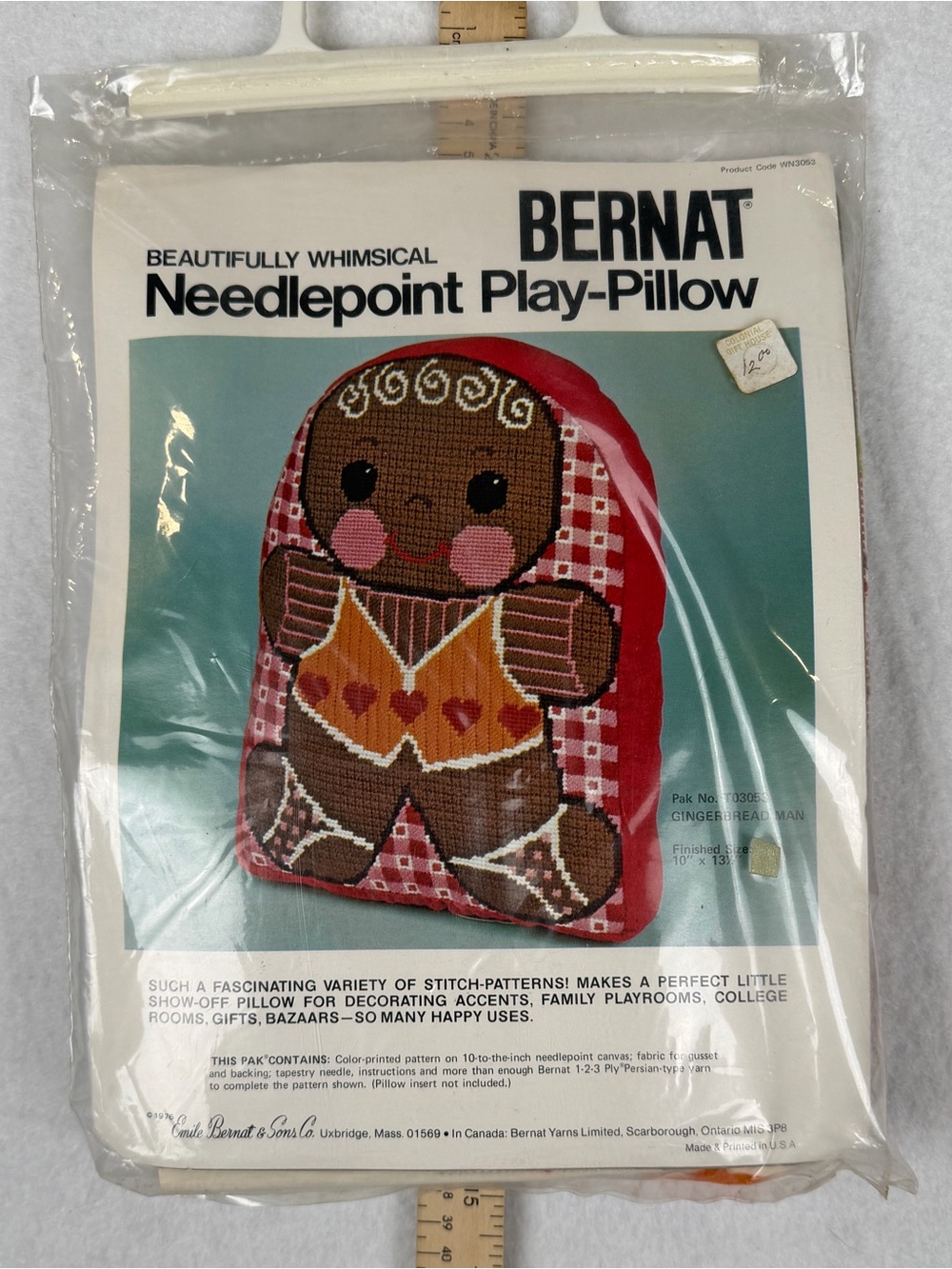 Bernat Gingerbread Needlepoint Accent Pillow in Red and Brown